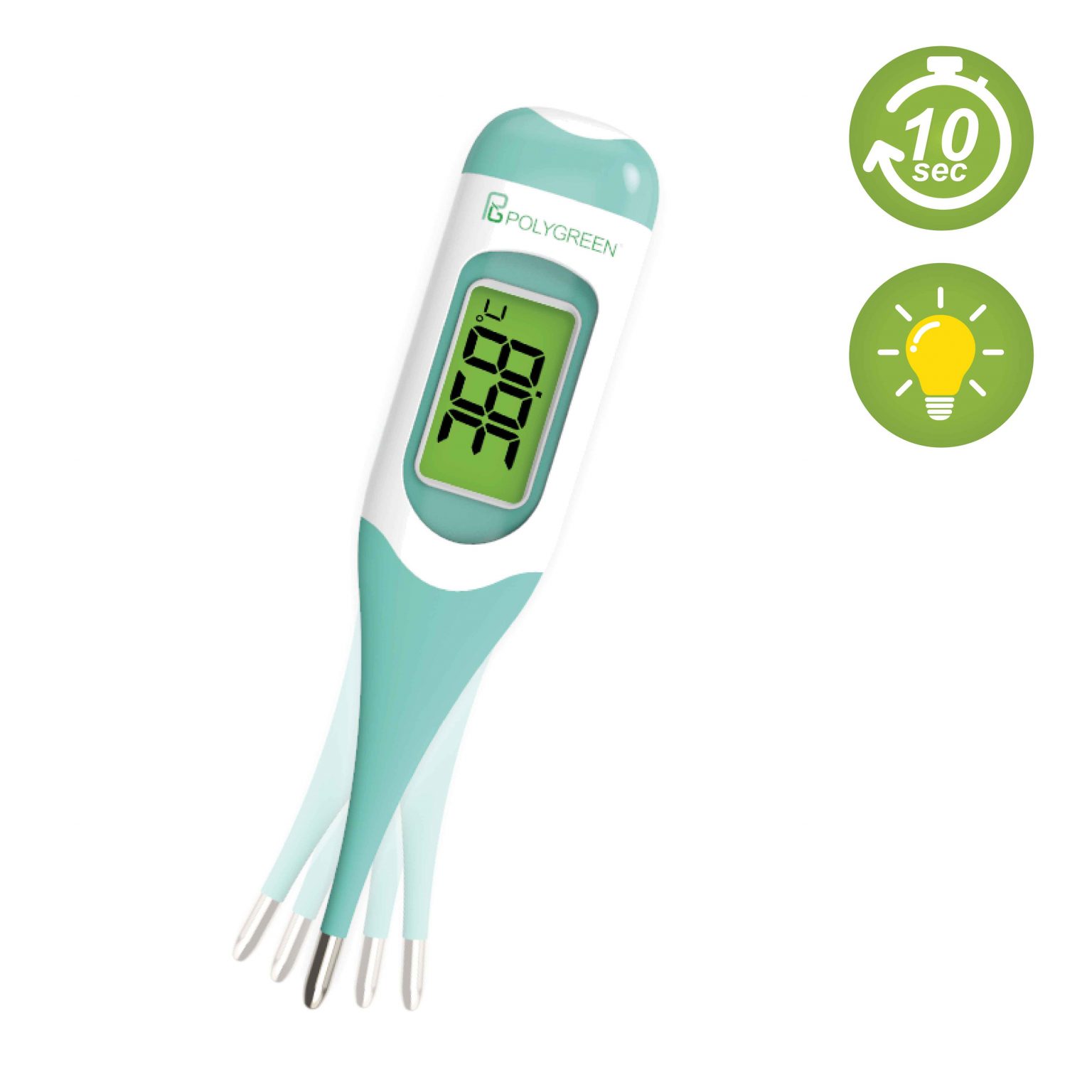 KD2070 Flexible Tip Digital Clinical Thermometer POLYGREEN